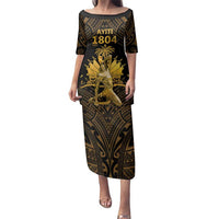 Haitian Negre Marron 1804 Family Matching Puletasi and Hawaiian Shirt Gold Polynesian Pattern LT9 Mom's Dress Gold - Polynesian Pride