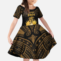 Haitian Negre Marron 1804 Family Matching Summer Maxi Dress and Hawaiian Shirt Gold Polynesian Pattern LT9 Daughter's Dress Gold - Polynesian Pride