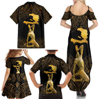 Haitian Negre Marron 1804 Family Matching Summer Maxi Dress and Hawaiian Shirt Gold Polynesian Pattern LT9 - Polynesian Pride