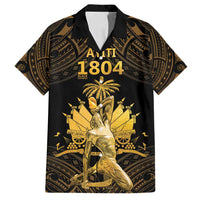 Haitian Negre Marron 1804 Family Matching Summer Maxi Dress and Hawaiian Shirt Gold Polynesian Pattern LT9 Dad's Shirt - Short Sleeve Gold - Polynesian Pride