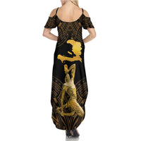 Haitian Negre Marron 1804 Family Matching Summer Maxi Dress and Hawaiian Shirt Gold Polynesian Pattern LT9 - Polynesian Pride