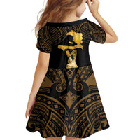Haitian Negre Marron 1804 Family Matching Tank Maxi Dress and Hawaiian Shirt Gold Polynesian Pattern LT9 - Polynesian Pride