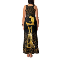 Haitian Negre Marron 1804 Family Matching Tank Maxi Dress and Hawaiian Shirt Gold Polynesian Pattern LT9 - Polynesian Pride