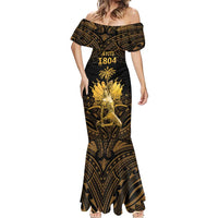 Haitian Negre Marron 1804 Mermaid Dress Gold Polynesian Pattern LT9 - Polynesian Pride