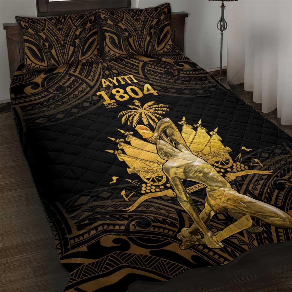 Haitian Negre Marron 1804 Quilt Bed Set Gold Polynesian Pattern LT9 Gold - Polynesian Pride