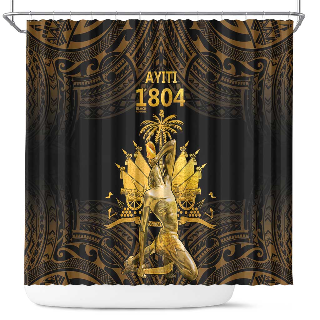 Haitian Negre Marron 1804 Shower Curtain Gold Polynesian Pattern LT9 Gold - Polynesian Pride
