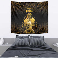 Haitian Negre Marron 1804 Tapestry Gold Polynesian Pattern