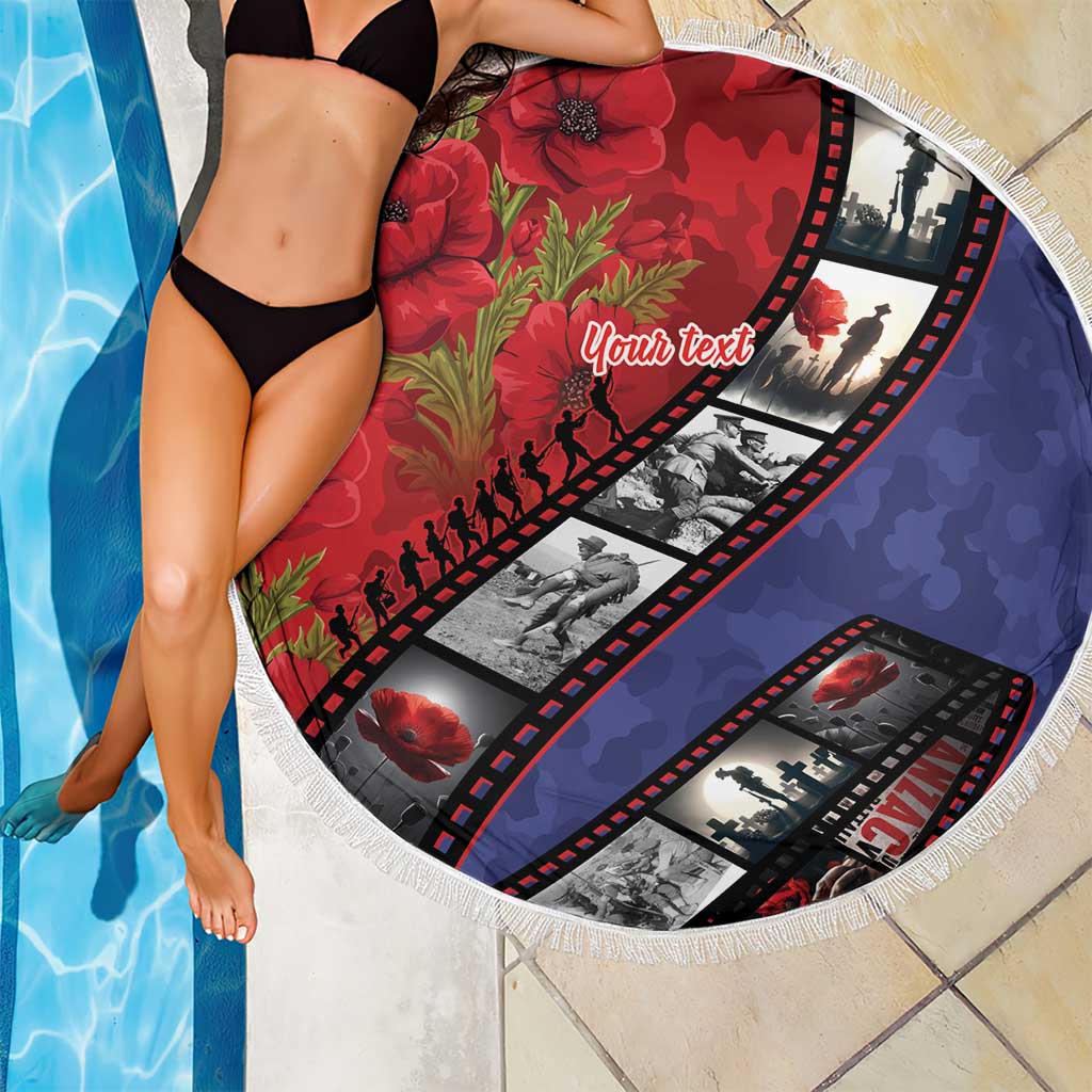 Personalised ANZAC Spirit 1915-2026 Filmstrip Tribute Beach Blanket Lest We Forget 25 April