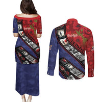 Personalised ANZAC Spirit 1915-2026 Filmstrip Tribute Couples Matching Puletasi and Long Sleeve Button Shirt Lest We Forget 25 April LT9 - Polynesian Pride