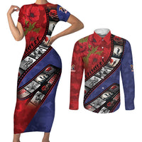 Personalised ANZAC Spirit 1915-2026 Filmstrip Tribute Couples Matching Short Sleeve Bodycon Dress and Long Sleeve Button Shirt Lest We Forget 25 April LT9 Red - Polynesian Pride