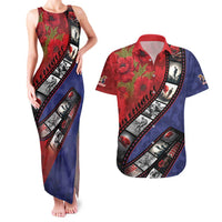 Personalised ANZAC Spirit 1915-2026 Filmstrip Tribute Couples Matching Tank Maxi Dress and Hawaiian Shirt Lest We Forget 25 April LT9 Red - Polynesian Pride