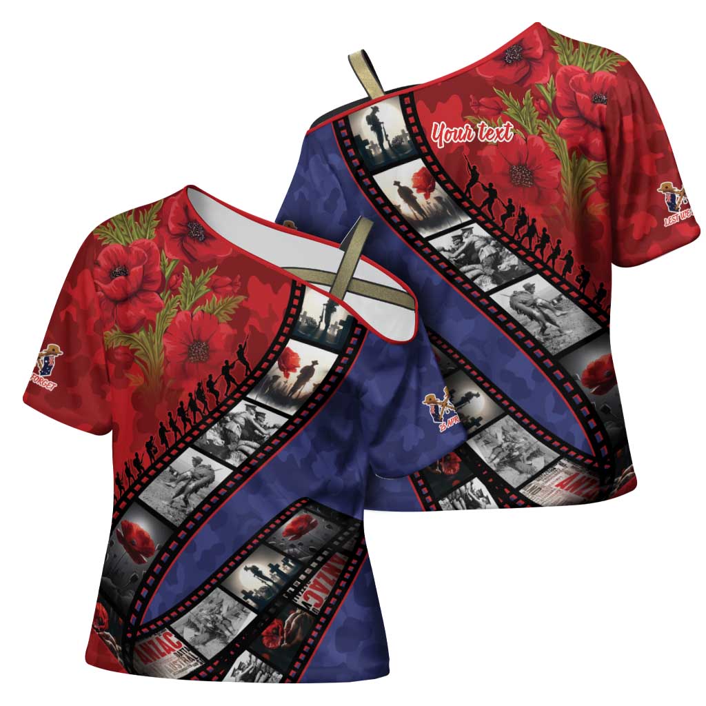 Personalised ANZAC Spirit 1915-2026 Filmstrip Tribute Cross Shoulder Shirt Lest We Forget 25 April LT9 - Polynesian Pride