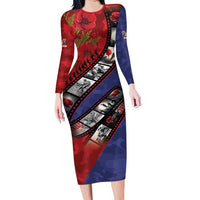 Personalised ANZAC Spirit 1915-2026 Filmstrip Tribute Family Matching Long Sleeve Bodycon Dress and Hawaiian Shirt Lest We Forget 25 April LT9 Mom's Dress Red - Polynesian Pride