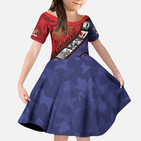 Personalised ANZAC Spirit 1915-2026 Filmstrip Tribute Family Matching Off Shoulder Short Dress and Hawaiian Shirt Lest We Forget 25 April LT9 Daughter's Dress Red - Polynesian Pride
