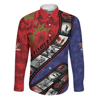 Personalised ANZAC Spirit 1915-2026 Filmstrip Tribute Family Matching Puletasi and Hawaiian Shirt Lest We Forget 25 April LT9 Dad's Shirt - Long Sleeve Red - Polynesian Pride