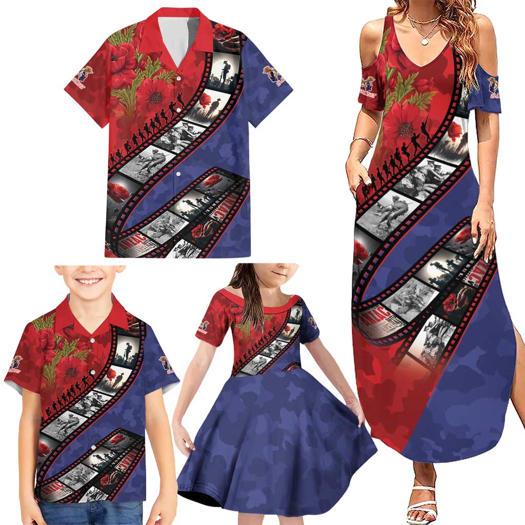 Personalised ANZAC Spirit 1915-2026 Filmstrip Tribute Family Matching Summer Maxi Dress and Hawaiian Shirt Lest We Forget 25 April LT9 - Polynesian Pride