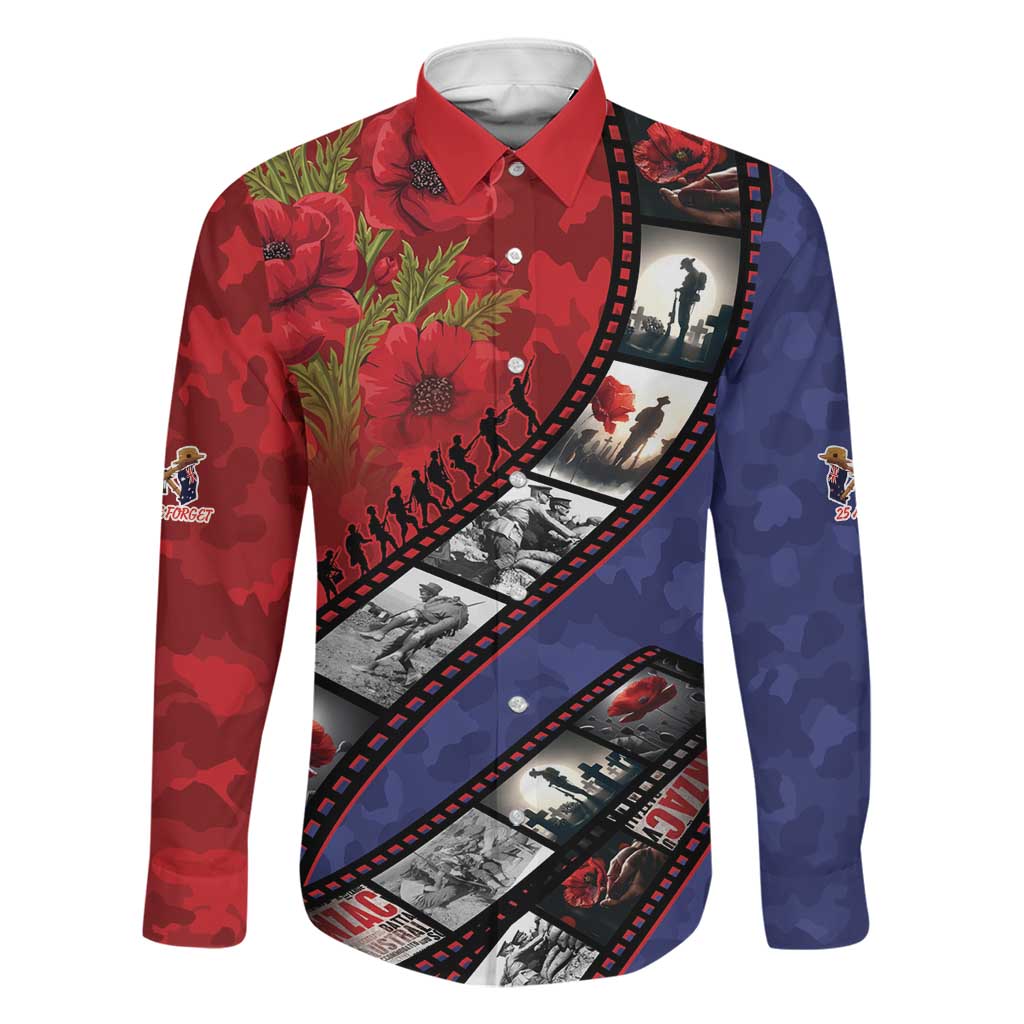 Personalised ANZAC Spirit 1915-2026 Filmstrip Tribute Family Matching Summer Maxi Dress and Hawaiian Shirt Lest We Forget 25 April LT9 Dad's Shirt - Long Sleeve Red - Polynesian Pride