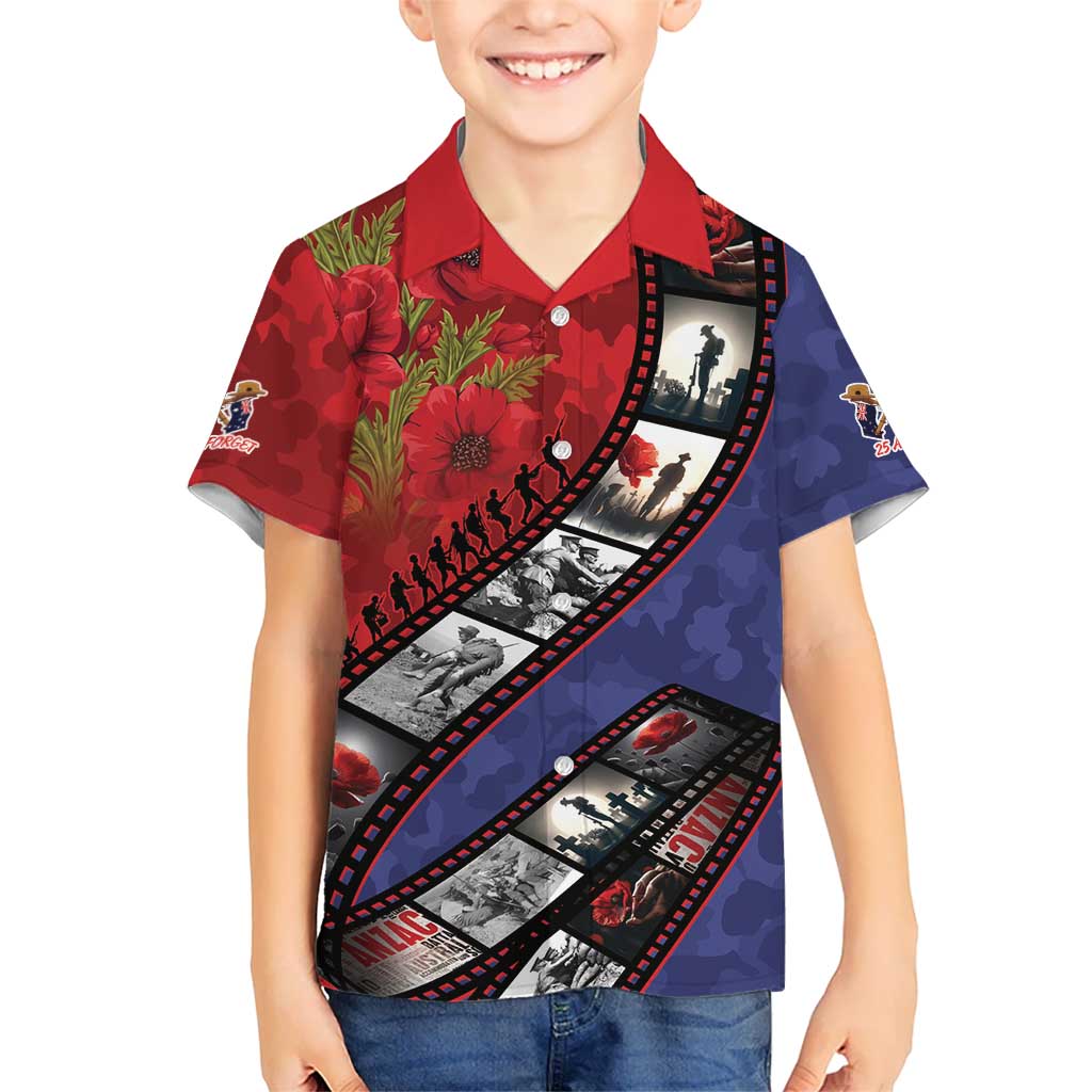 Personalised ANZAC Spirit 1915-2026 Filmstrip Tribute Family Matching Tank Maxi Dress and Hawaiian Shirt Lest We Forget 25 April LT9 Son's Shirt Red - Polynesian Pride