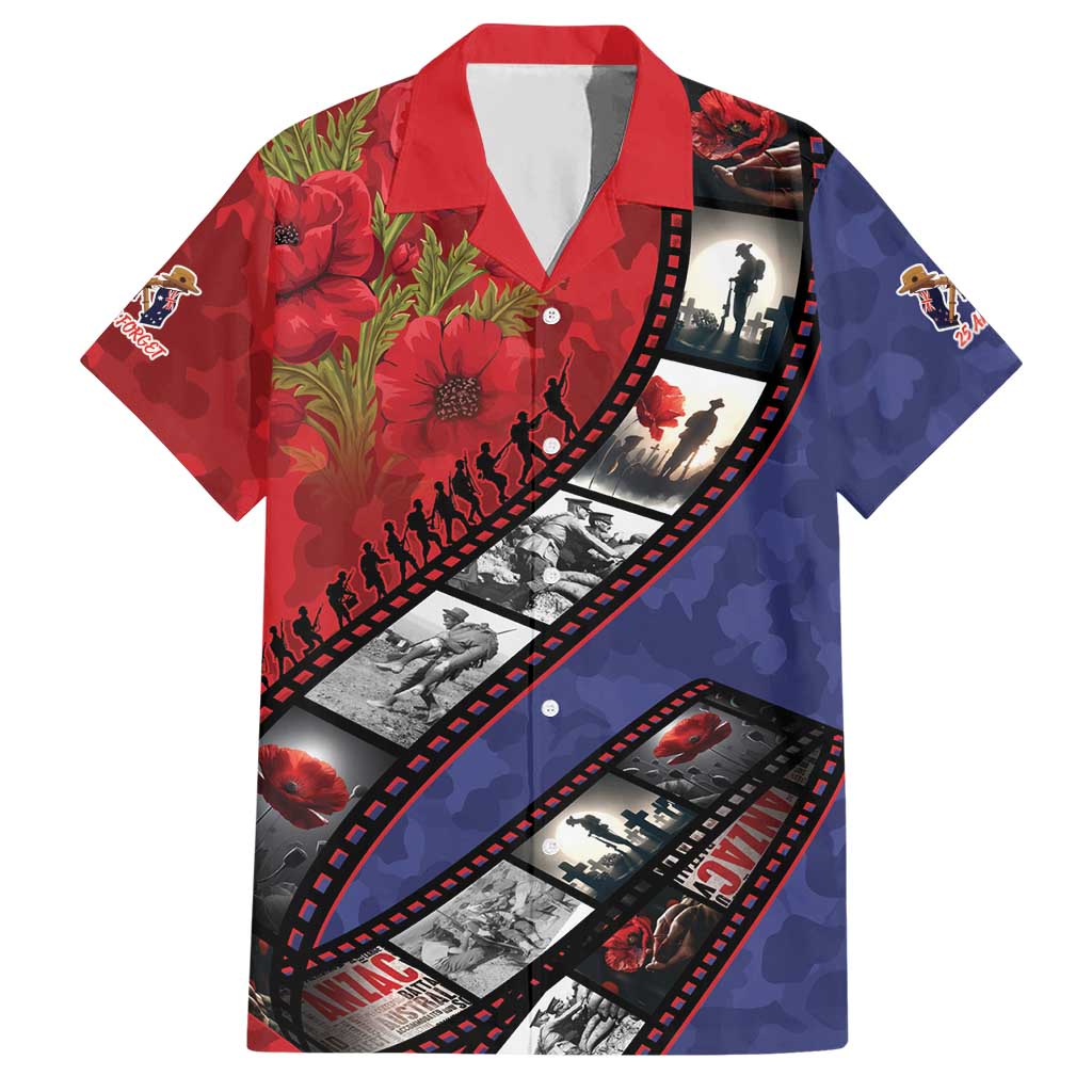 Personalised ANZAC Spirit 1915-2026 Filmstrip Tribute Hawaiian Shirt Lest We Forget 25 April LT9 Red - Polynesian Pride