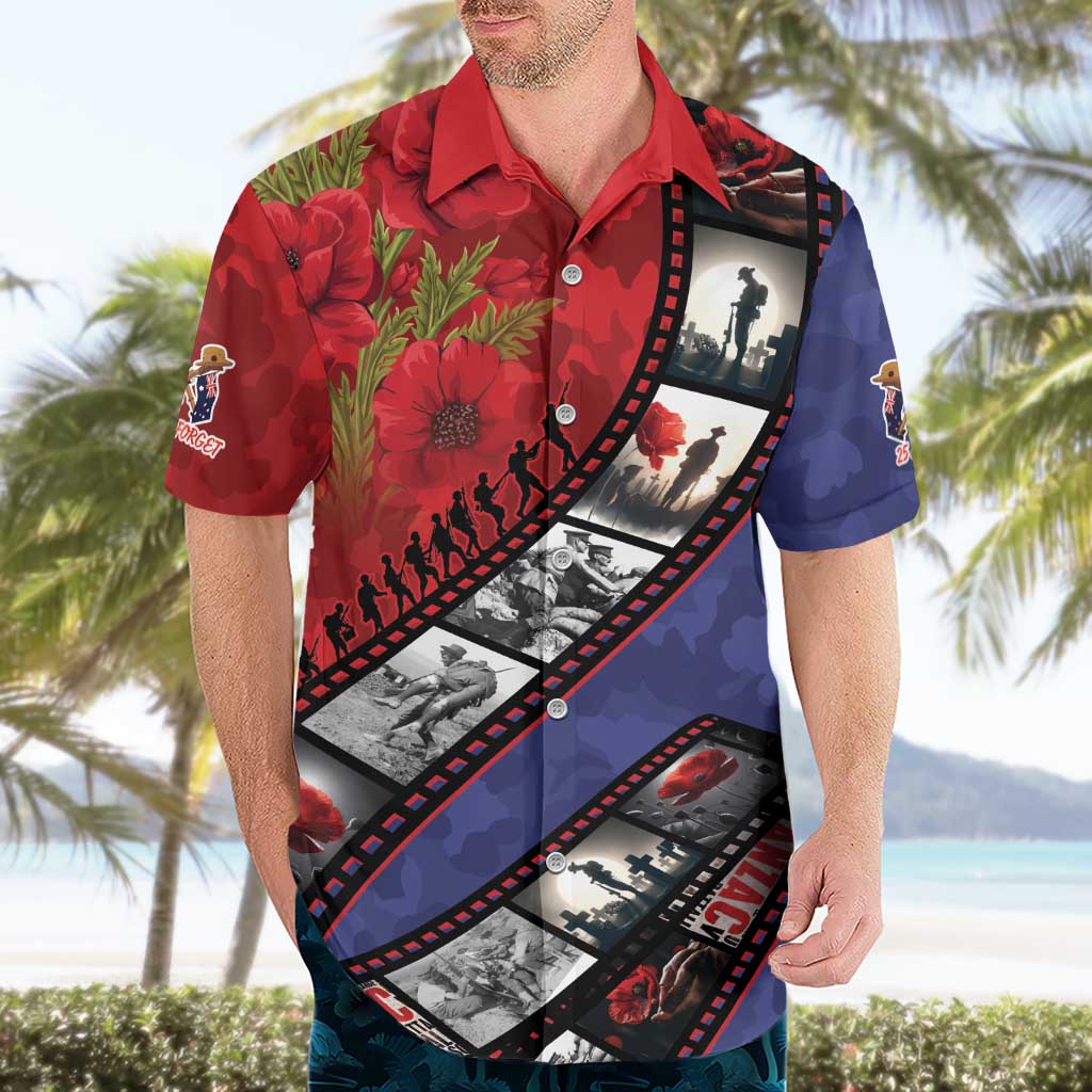Personalised ANZAC Spirit 1915-2026 Filmstrip Tribute Hawaiian Shirt Lest We Forget 25 April LT9 - Polynesian Pride
