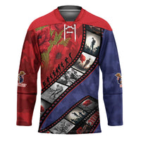 Personalised ANZAC Spirit 1915-2026 Filmstrip Tribute Hockey Jersey Lest We Forget 25 April LT9 Unisex Red - Polynesian Pride