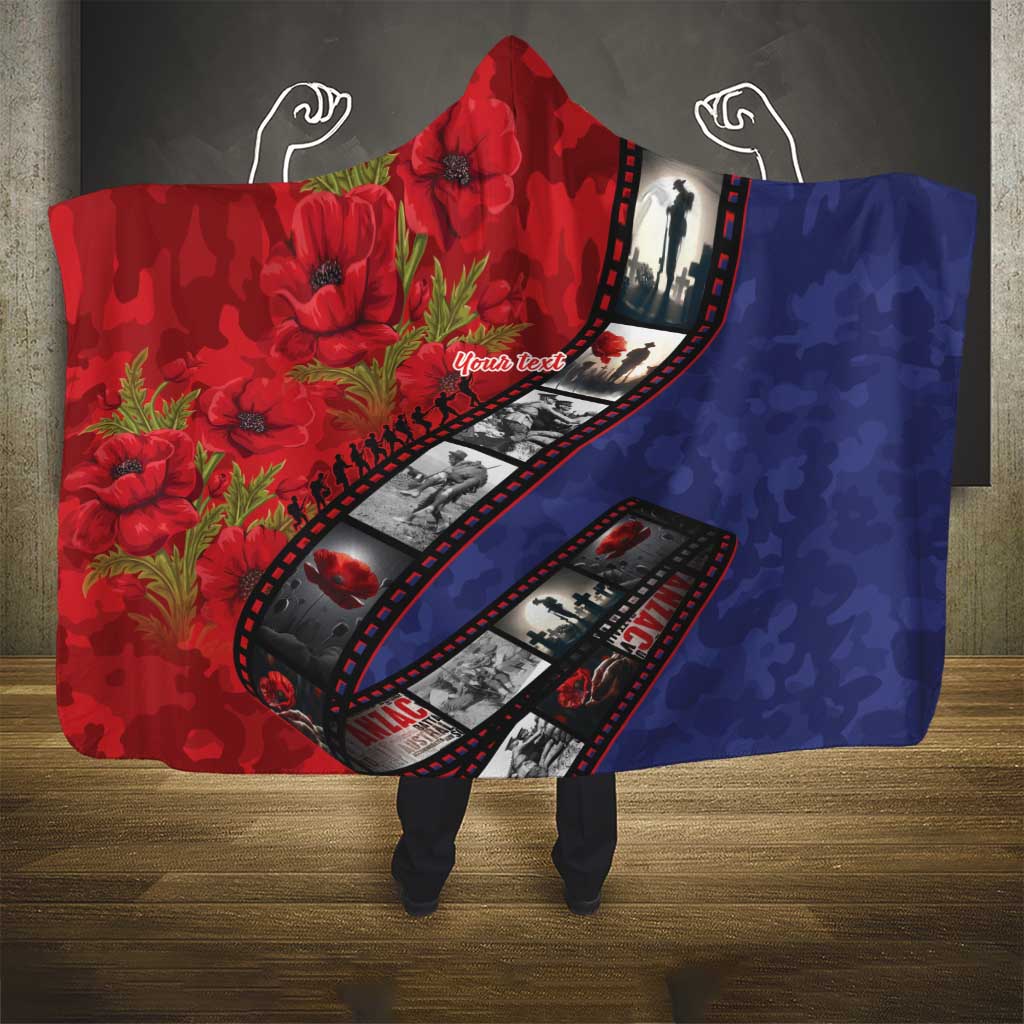 Personalised ANZAC Spirit 1915-2026 Filmstrip Tribute Hooded Blanket Lest We Forget 25 April LT9 - Polynesian Pride