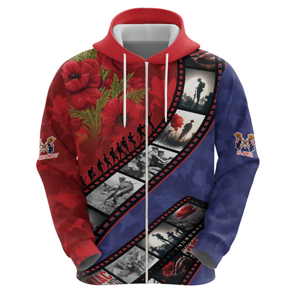 Personalised ANZAC Spirit 1915-2026 Filmstrip Tribute Hoodie Lest We Forget 25 April LT9 - Polynesian Pride
