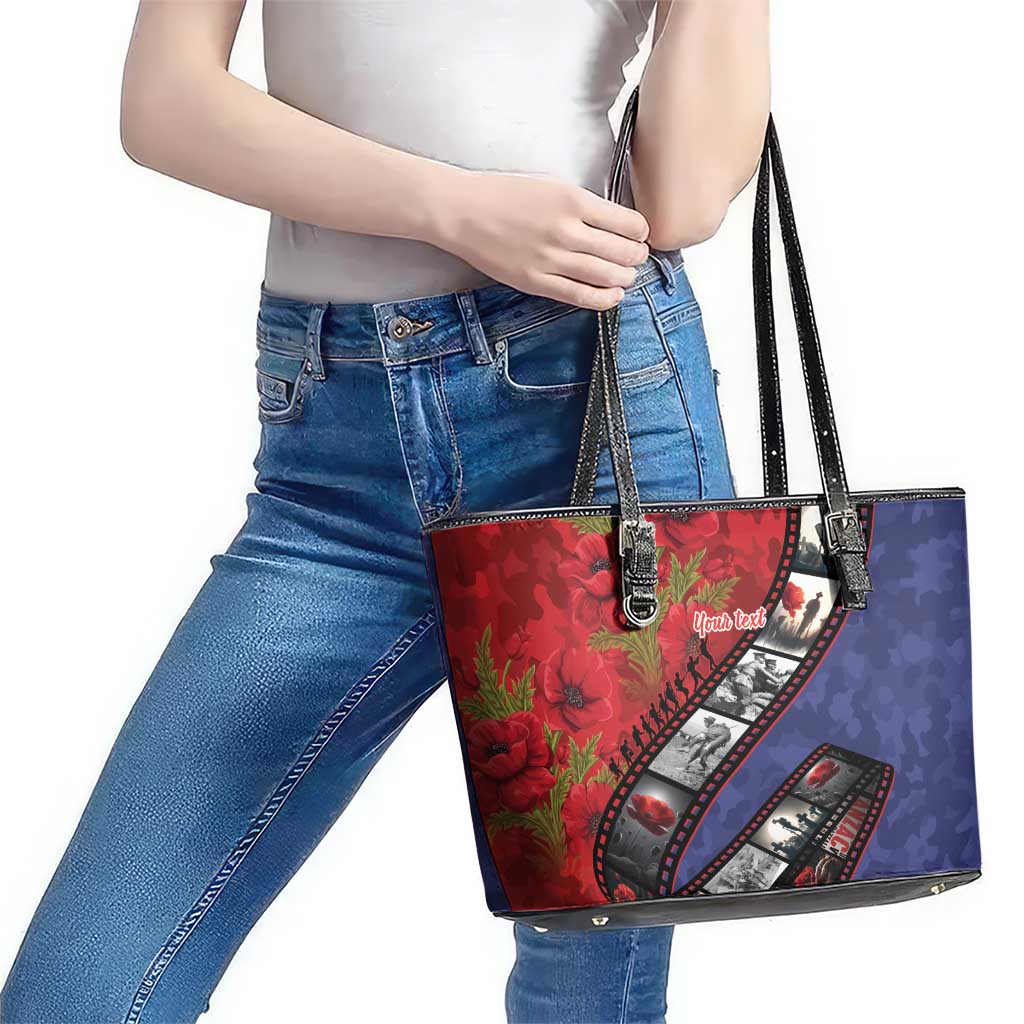 Personalised ANZAC Spirit 1915-2026 Filmstrip Tribute Leather Tote Bag Lest We Forget 25 April LT9 - Polynesian Pride
