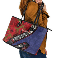 Personalised ANZAC Spirit 1915-2026 Filmstrip Tribute Leather Tote Bag Lest We Forget 25 April LT9 - Polynesian Pride