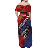 Personalised ANZAC Spirit 1915-2026 Filmstrip Tribute Off Shoulder Maxi Dress Lest We Forget 25 April LT9 - Polynesian Pride