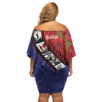 Personalised ANZAC Spirit 1915-2026 Filmstrip Tribute Off Shoulder Short Dress Lest We Forget 25 April LT9 - Polynesian Pride