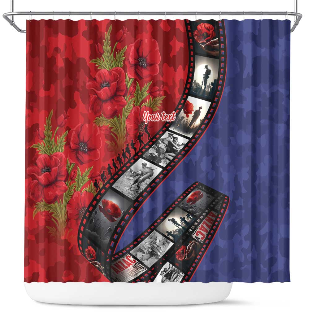 Personalised ANZAC Spirit 1915-2026 Filmstrip Tribute Shower Curtain Lest We Forget 25 April LT9 Red - Polynesian Pride