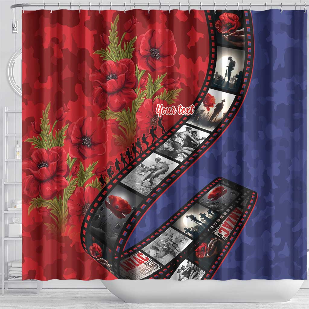 Personalised ANZAC Spirit 1915-2026 Filmstrip Tribute Shower Curtain Lest We Forget 25 April LT9 - Polynesian Pride