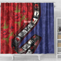 Personalised ANZAC Spirit 1915-2026 Filmstrip Tribute Shower Curtain Lest We Forget 25 April LT9 - Polynesian Pride
