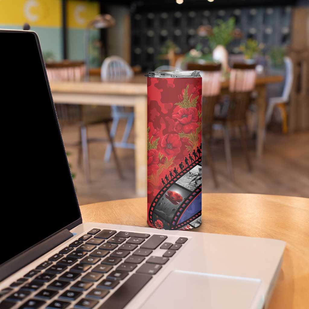 Personalised ANZAC Spirit 1915-2026 Filmstrip Tribute Skinny Tumbler Lest We Forget 25 April LT9 - Polynesian Pride