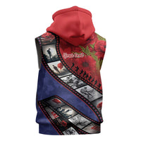 Personalised ANZAC Spirit 1915-2026 Filmstrip Tribute Sleeveless Zip Hoodie Lest We Forget 25 April LT9 - Polynesian Pride