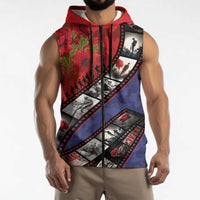Personalised ANZAC Spirit 1915-2026 Filmstrip Tribute Sleeveless Zip Hoodie Lest We Forget 25 April LT9 - Polynesian Pride