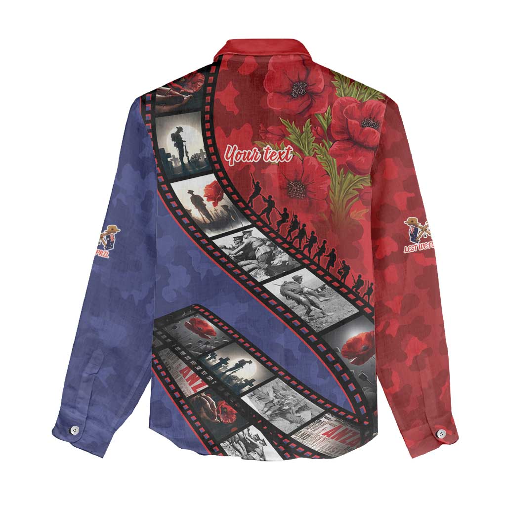 Personalised ANZAC Spirit 1915-2026 Filmstrip Tribute Women Casual Shirt Lest We Forget 25 April LT9 - Polynesian Pride
