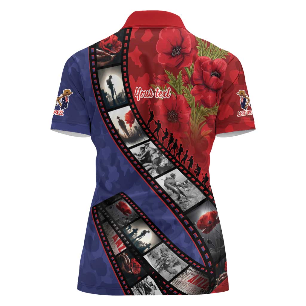 Personalised ANZAC Spirit 1915-2026 Filmstrip Tribute Women Polo Shirt Lest We Forget 25 April LT9 - Polynesian Pride