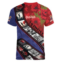 Personalised ANZAC Spirit 1915-2026 Filmstrip Tribute Women V-Neck T-Shirt Lest We Forget 25 April LT9 - Polynesian Pride