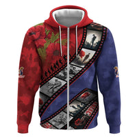 Personalised ANZAC Spirit 1915-2026 Filmstrip Tribute Zip Hoodie Lest We Forget 25 April LT9 Zip Hoodie Red - Polynesian Pride
