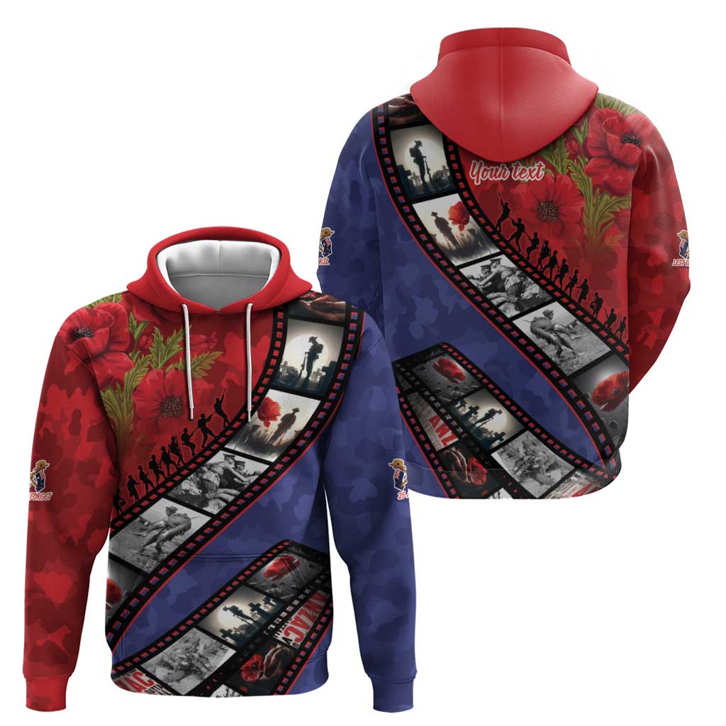 Personalised ANZAC Spirit 1915-2026 Filmstrip Tribute Zip Hoodie Lest We Forget 25 April LT9 - Polynesian Pride