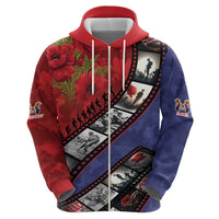 Personalised ANZAC Spirit 1915-2026 Filmstrip Tribute Zip Hoodie Lest We Forget 25 April LT9 - Polynesian Pride