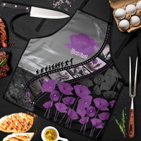 Personalised Remembering ANZAC Lest We Forget Apron Vintage Film Frame Memorial Purple Poppy LT9 Purple - Polynesian Pride