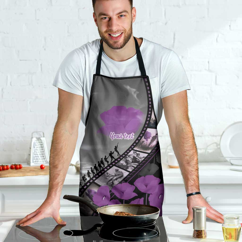 Personalised Remembering ANZAC Lest We Forget Apron Vintage Film Frame Memorial Purple Poppy LT9 - Polynesian Pride