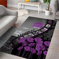 Personalised Remembering ANZAC Lest We Forget Area Rug Vintage Film Frame Memorial Purple Poppy LT9 - Polynesian Pride