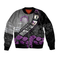 Personalised Remembering ANZAC Lest We Forget Bomber Jacket Vintage Film Frame Memorial Purple Poppy