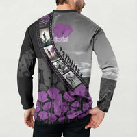 Personalised Remembering ANZAC Lest We Forget Button Sweatshirt Vintage Film Frame Memorial Purple Poppy