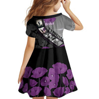 Personalised Remembering ANZAC Lest We Forget Family Matching Long Sleeve Bodycon Dress and Hawaiian Shirt Vintage Film Frame Memorial Purple Poppy LT9 - Polynesian Pride