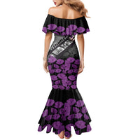 Personalised Remembering ANZAC Lest We Forget Family Matching Mermaid Dress and Hawaiian Shirt Vintage Film Frame Memorial Purple Poppy LT9 - Polynesian Pride